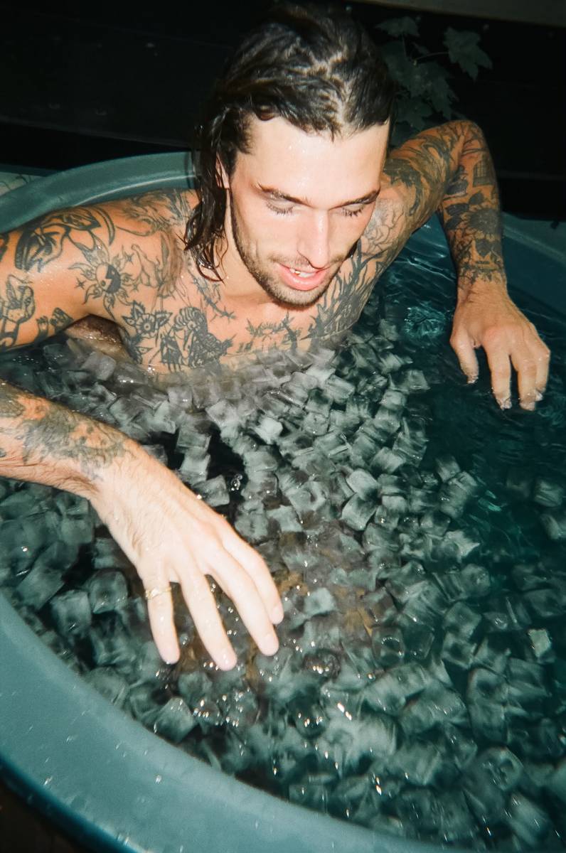 Guest in an outdoor ice bath